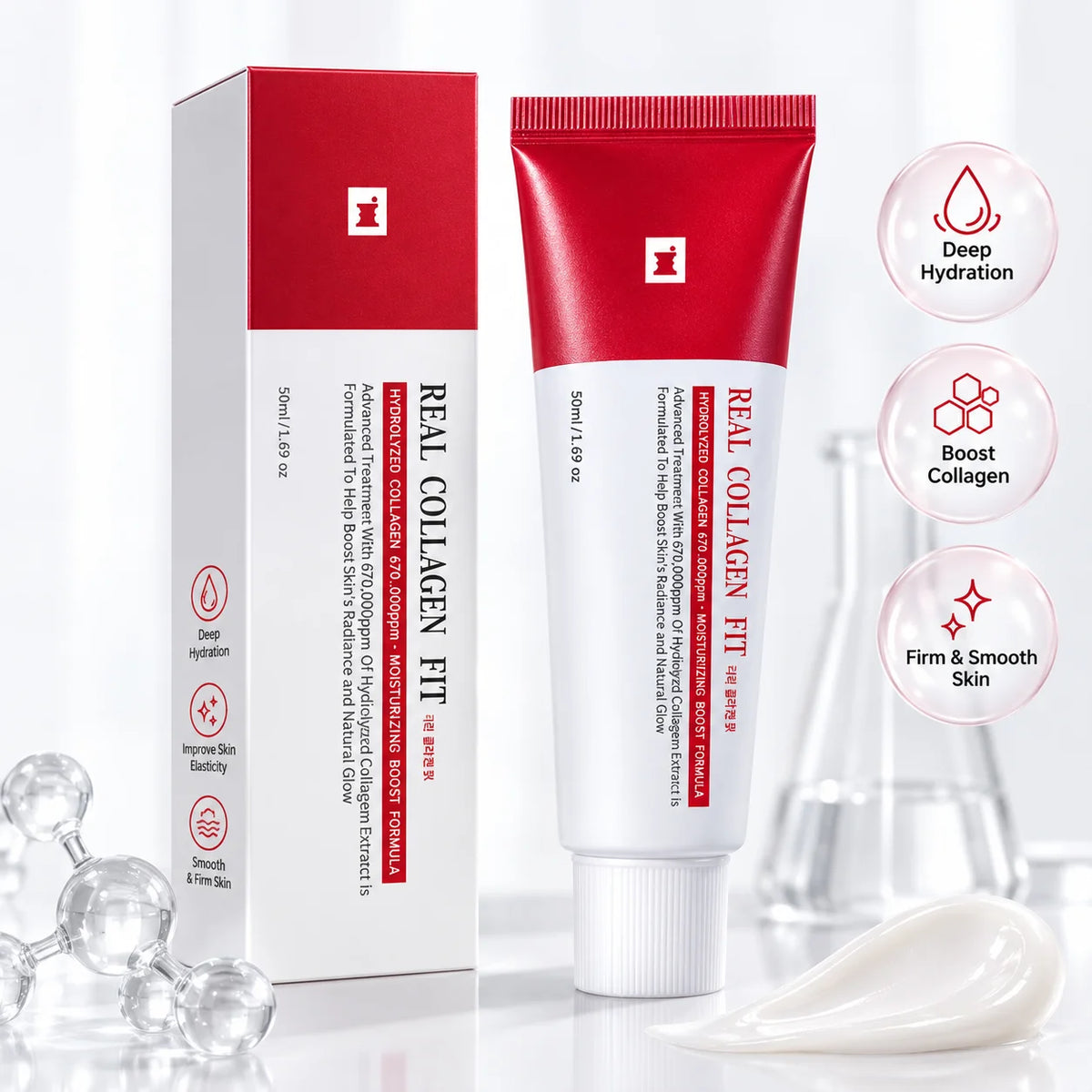 Collagen Fit Face Cream Hydrolyzed Collagen Moisturizing Boost Skin Elasticity Brightening Repair Facial Skin Care Cream