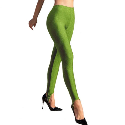 Women Leggings Elastic High Waist Glitter Design Long Pants Slim Fit Hip Lift Yoga Pants Stretchy Shiny Slimming Bodycon Pants