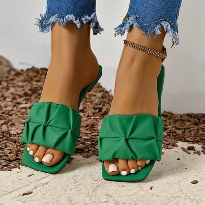 Women's Sandals Fashion Square Head Summer Shoes For Women Flat Sandals Korean Style Slippers Summer Sandalias De Mujer Footwear