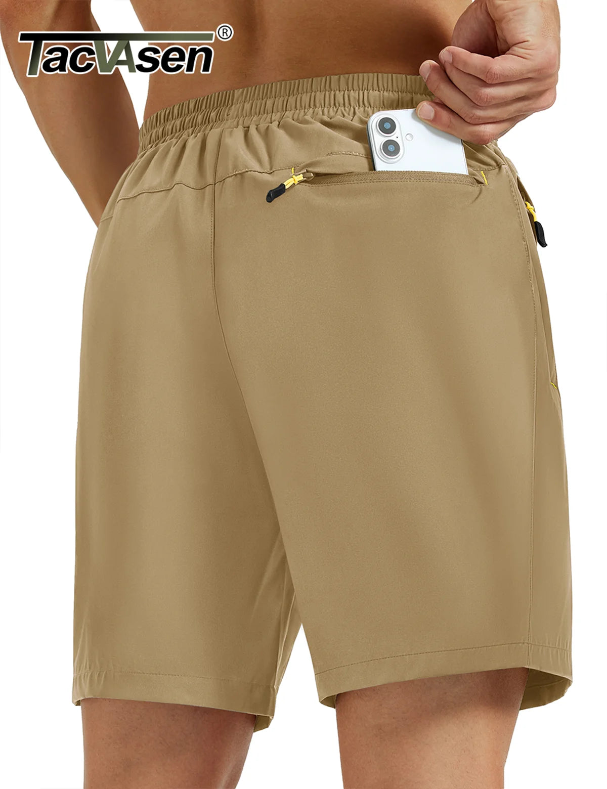 TACVASEN Mens Hiking Shorts Summer 7" Quick Dry Lightweight 3 Zipper Pockets Workout Gym Fitness Athletic Running Shorts Male