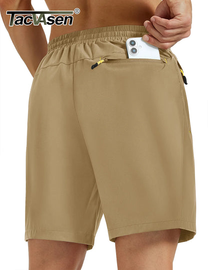 TACVASEN Mens Hiking Shorts Summer 7" Quick Dry Lightweight 3 Zipper Pockets Workout Gym Fitness Athletic Running Shorts Male