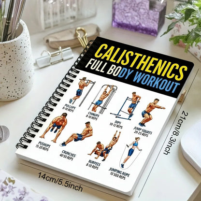 Calisthenics Bodyweight Training Guide Book Full Body Workout Exercise Learning Daily Log Card for Beginners Health Fitness