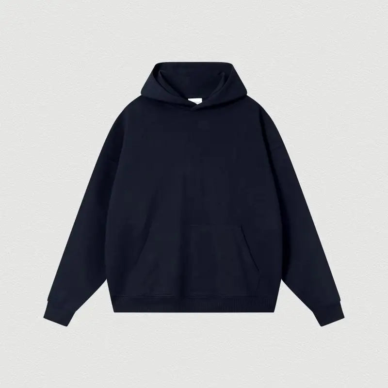 Custom LOGO 400GSM Oversized Frency Terry  Autumn Winter Casual Cotton Men Woven Top Solid Color Hoodies Sweatshirt Streatwear