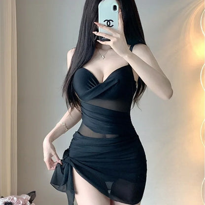 Women's One-piece Swimsuit Hot Spring Conservative Personality Retro One-piece Cover Belly Slimming Beach Gathering Swimsuit