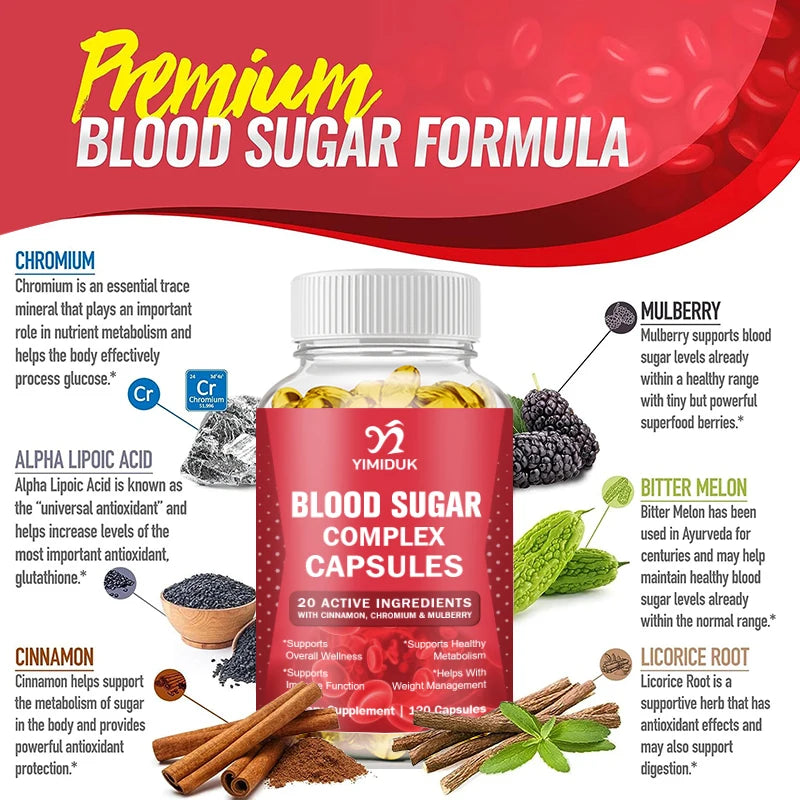 Blood Sugar Complex Supplements, with Cinnamon, Turmeric, Supports Healthy Blood Sugar Healthy Energy Levels, Metabolism