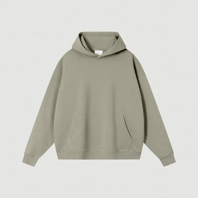 Custom LOGO 400GSM Oversized Frency Terry  Autumn Winter Casual Cotton Men Woven Top Solid Color Hoodies Sweatshirt Streatwear