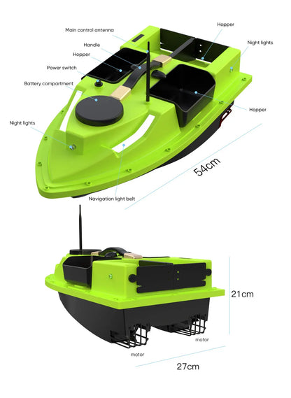 GPS Fishing Bait Boat With Fish Finder - Large Battery RC Remote Control Boat For Bass Lure Fishing, New Durable Plastic Design