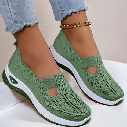 Woman Summer Breathable Mesh Flat Shoes Women Knitted Loafers Elderly Women's Shoes Mom Sneakers Middle-aged Women Casual Shoes