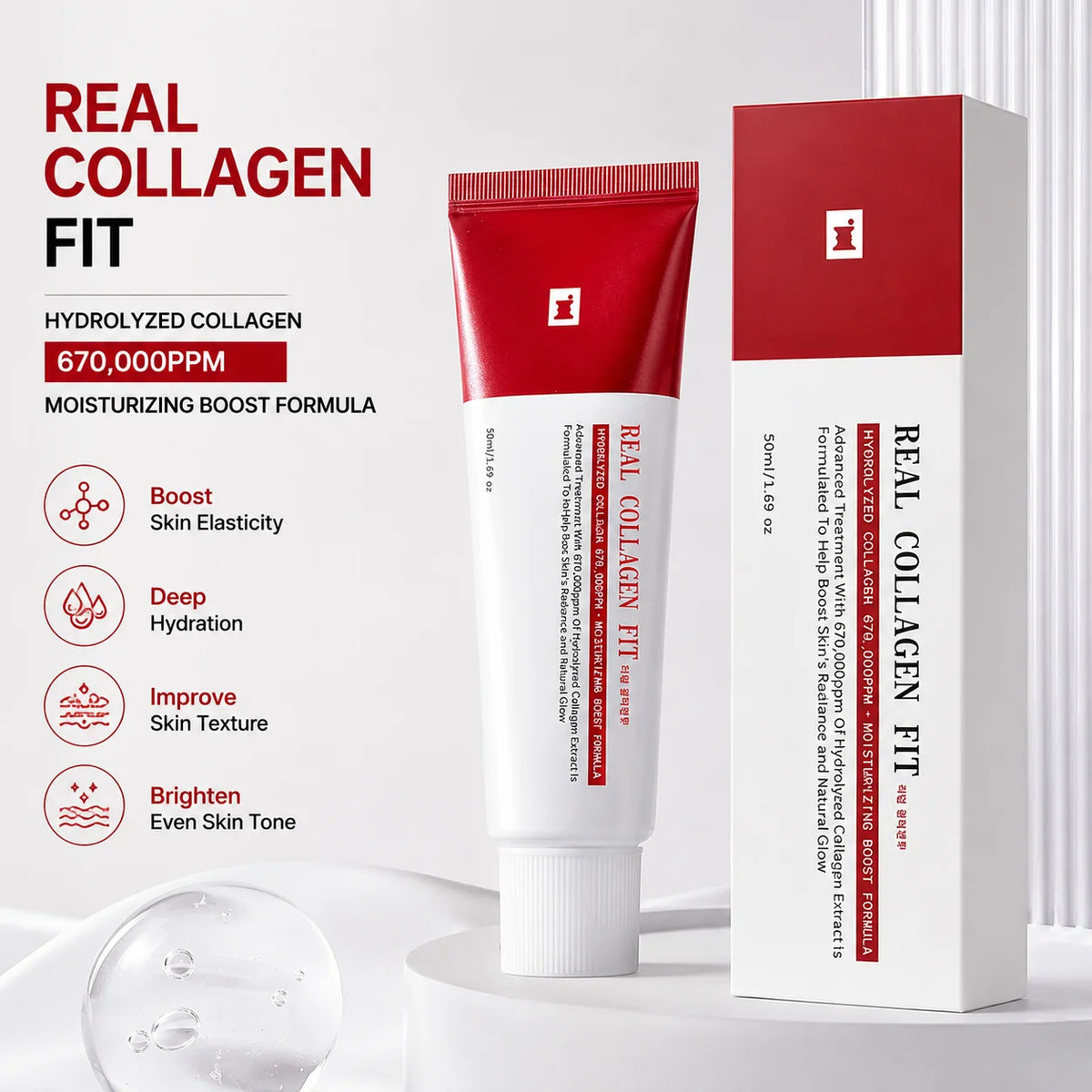 Collagen Fit Face Cream Hydrolyzed Collagen Moisturizing Boost Skin Elasticity Brightening Repair Facial Skin Care Cream