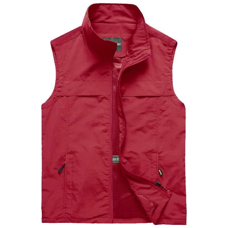 Men Outdoor Mesh Thin Waistcoats Climbing Sleeveless Jackets New Summer Men Multi-pockets Fishing Photography Breathable Vests