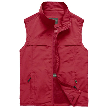 Men Outdoor Mesh Thin Waistcoats Climbing Sleeveless Jackets New Summer Men Multi-pockets Fishing Photography Breathable Vests