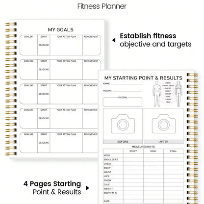 Fitness Planner Workout Journal, A5 Spiral Gym Log Book for Exercise Tracking Weight Loss & Training