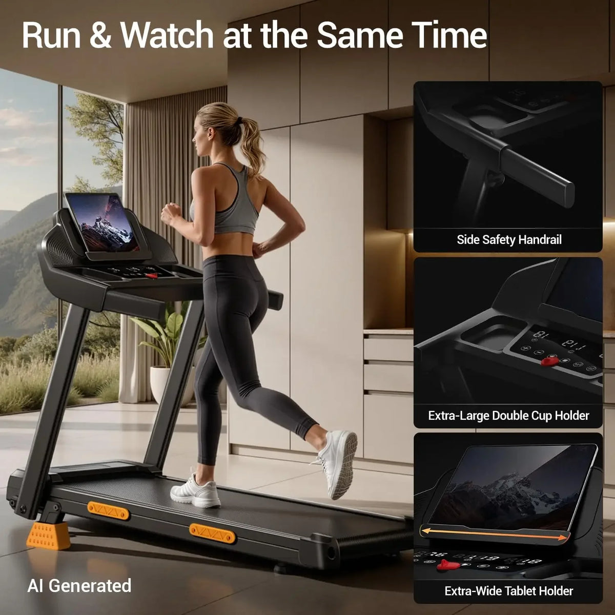 BestsellerTreadmills for Home with 16% Incline, Foldable Treadmill with Handles, Portable Treadmill with 12 Preset Programs, 400