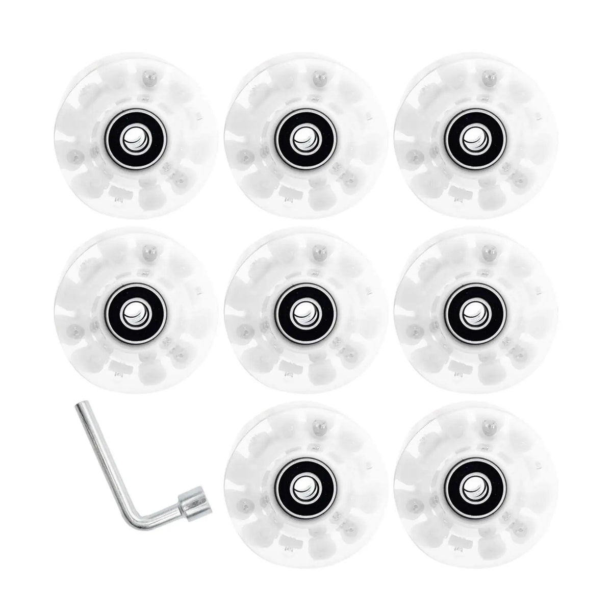 8 Pieces Luminous Roller Skate Wheels 82A Hardness Indoor with Wrench Parts Outdoor with Bearings Light up Roller Skate Wheels