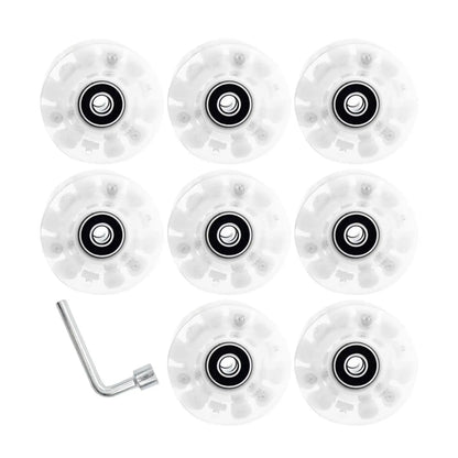 8 Pieces Luminous Roller Skate Wheels 82A Hardness Indoor with Wrench Parts Outdoor with Bearings Light up Roller Skate Wheels