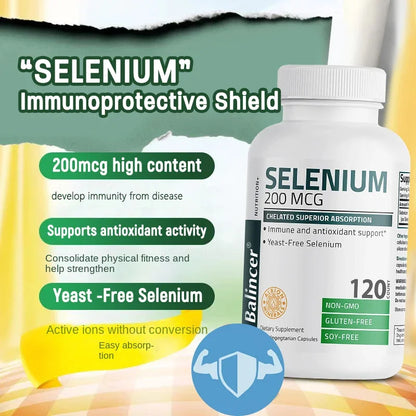 Selenium Supplement - Chelated Amino Acid Complex - High Absorption, Antioxidant, Enhances Immune Function, Thyroid Support