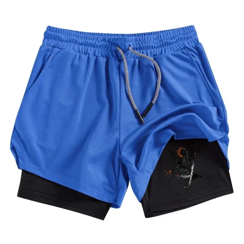 Performance Shorts Phone Pocket 2-In-1 for Men Comfortable Athletic Quick Dry Fitness Gym Workout Running Double Deck Jogging