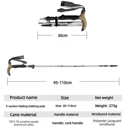 Walking Cane Telescopic Baton Folding Walking Sticks Aluminum Alloy Crutches Trekking Cane Hiking Trekking Poles North Pole
