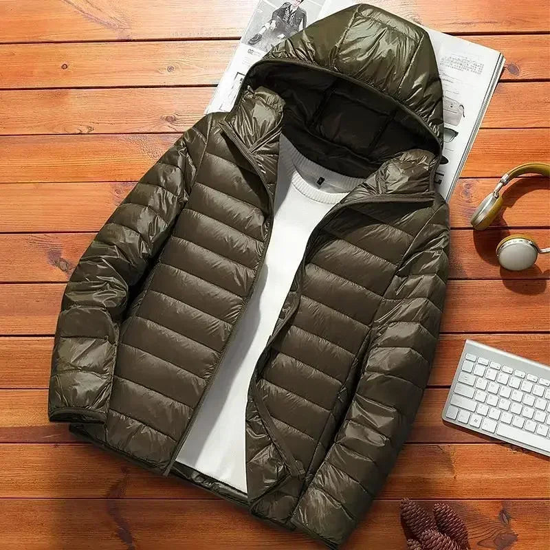 Thin Lightweight Cotton-padded Cropped Jacket Men's Autumn/winter New Style Trendy Stand Collar Youth Ultra-thin Coat
