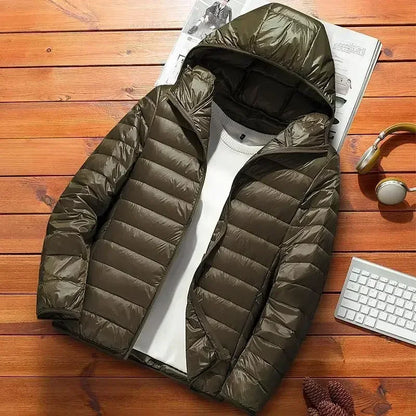 Thin Lightweight Cotton-padded Cropped Jacket Men's Autumn/winter New Style Trendy Stand Collar Youth Ultra-thin Coat