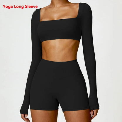 Winter Yoga Long sleeved Women Yoga Top Outdoor Running Fitness Wear Brushed T-shirt Long sleeved Gym Push Up Workout Sports Top