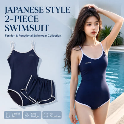 Womens Swimsuit Sexy Bathing Suit Wear Summer Swim Beach Pool TrainingTwo-piece Swimsuit Set with Suspenders and Shorts