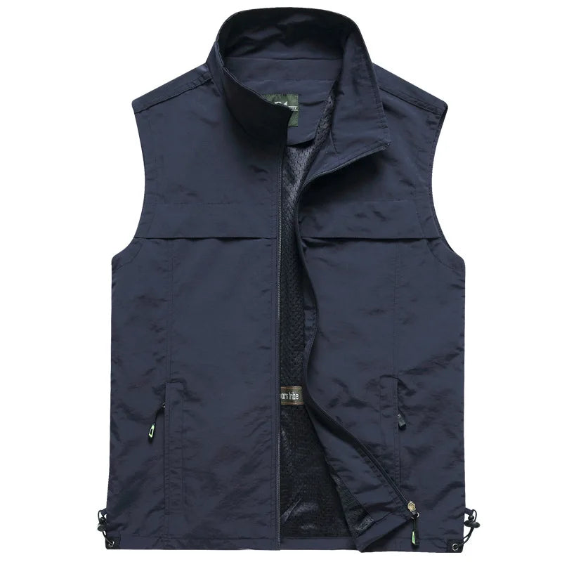Men Outdoor Mesh Thin Waistcoats Climbing Sleeveless Jackets New Summer Men Multi-pockets Fishing Photography Breathable Vests
