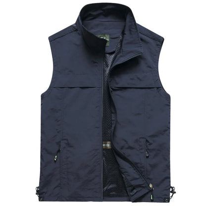Men Outdoor Mesh Thin Waistcoats Climbing Sleeveless Jackets New Summer Men Multi-pockets Fishing Photography Breathable Vests