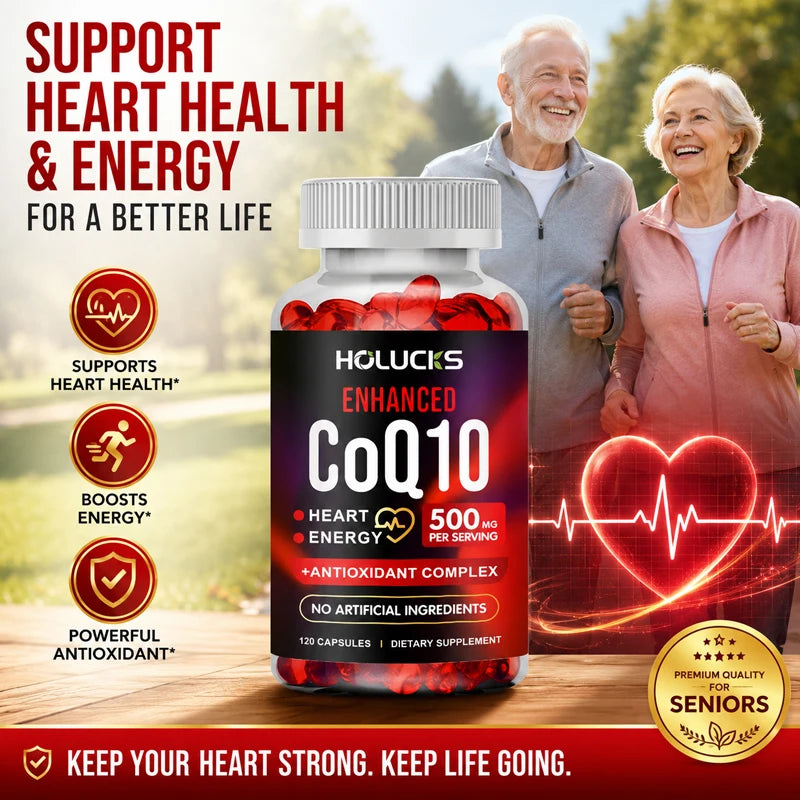 Coenzyme Q10 Supplement, for Heart & Cardiovascular Health Energy Boost, Blood Pressure Balance, Brain Function Support