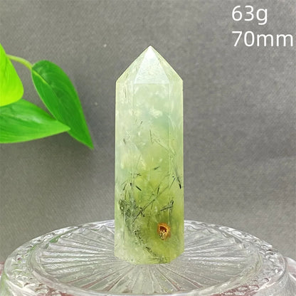 1PC Natural Green Grape Black Hair Crystal Tower Crystal Obelisk for Meditation Chakra Home Decor Magic Gemstone