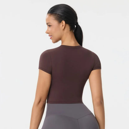Women Yoga Top Workout Clothes Sport T Shirts Fitness Clothes Short Sleeve Yoga Shirt Gym Crop Top Running Active Wear Sport Top