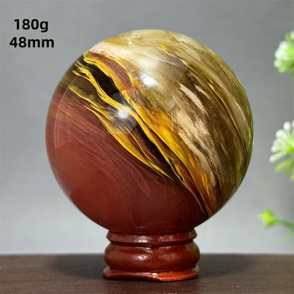 Energy Tiger Skin Smelting Stone Crystal Ball Aura Meditation Witchcraft Prayer Wealth Home Decoration Holiday Gift + Base