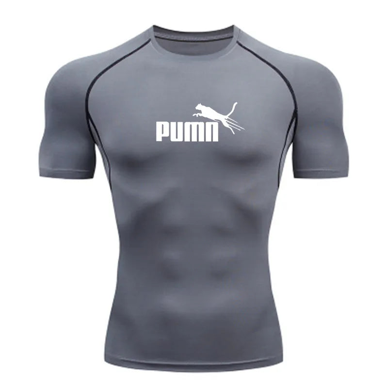 Workout Sportswear for Men's Compression Quick Dry Fit Short Sleeve Athletic T-Shirt for Gym Fitness Running Sport Bodybuilding