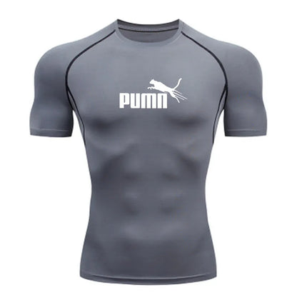 Workout Sportswear for Men's Compression Quick Dry Fit Short Sleeve Athletic T-Shirt for Gym Fitness Running Sport Bodybuilding