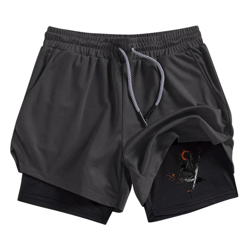 Performance Shorts Phone Pocket 2-In-1 for Men Comfortable Athletic Quick Dry Fitness Gym Workout Running Double Deck Jogging