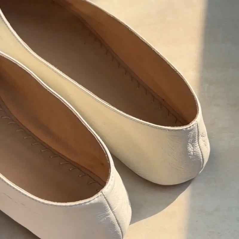 Simple Round Toe Shallow Single Shoes Early Autumn Retro New Lightweight Flats