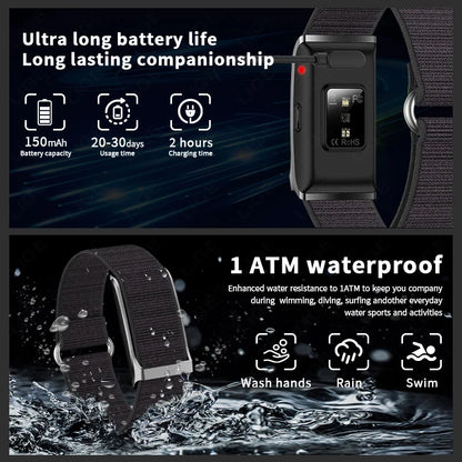 LAXASFIT Smart Band No Screen Fitness Tracker Heart Rate Blood Oxygen Monitor IP68 Waterproof Ultra-Thin Long Battery