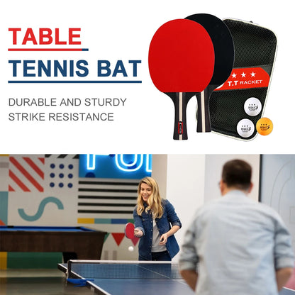 Table Tennis Racket 2 Rackets & 3 Balls Table Tennis Paddles Professional 2 Player Ping Pong Set for Beginners Training Game