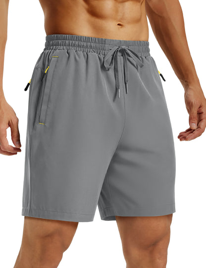 TACVASEN Mens Hiking Shorts Summer 7" Quick Dry Lightweight 3 Zipper Pockets Workout Gym Fitness Athletic Running Shorts Male