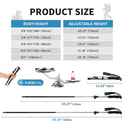 Naturehike ST09 Trekking Poles Nordic Walking Poles Aluminum Trekking Sticks Foldable Hiking Pole Telescopic stick Walking stick