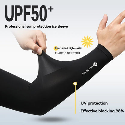 GTUBIKE 1 Pair New Ice Silk Sleeves UV Protect Breathable Cycling Arm Sports Outdoor Unisex Elastic Quick-dry Summer Sleeves