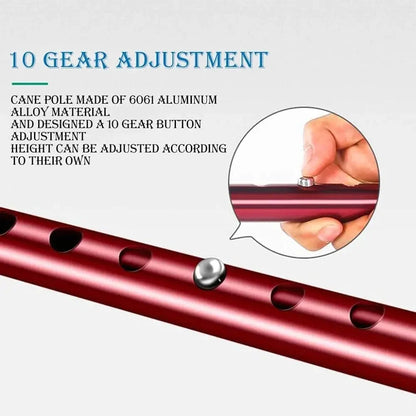 LED Light Walking Stick for Elderly - Adjustable Aluminum Alloy Crutch with Non-Slip Rubber Base for Seniors/Men/Disabled