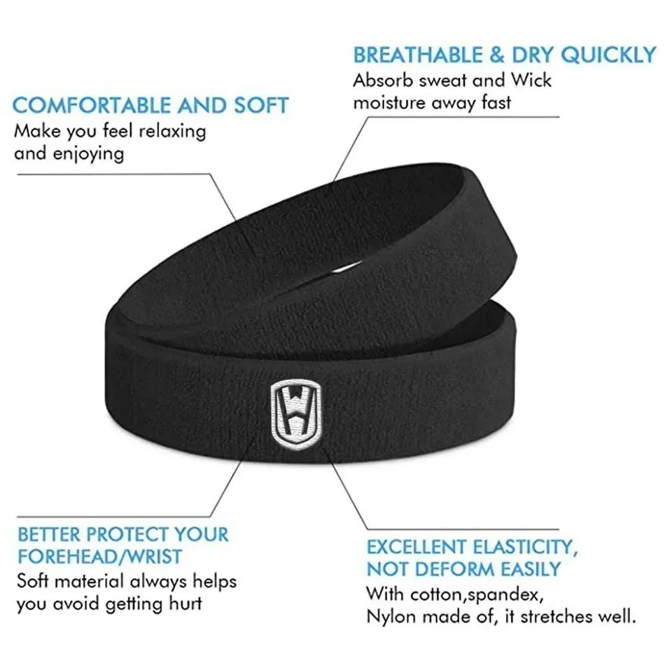 WOSWEIR-Cotton Athletic Headband Elastic Sweatbands Women Men Basketball Sports Gym Fitness Sweat Band Volleyball Tennis