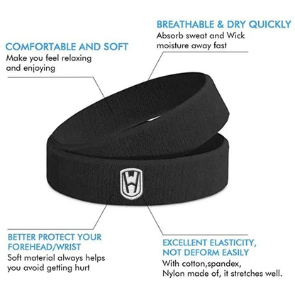 WOSWEIR-Cotton Athletic Headband Elastic Sweatbands Women Men Basketball Sports Gym Fitness Sweat Band Volleyball Tennis