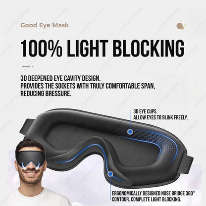 Sleep Mask Blackout Eye Masks for Sleep-3D Breathable Soft Comfortable Eye Mask for Travel-Adjustable Night Masks for Sleeping