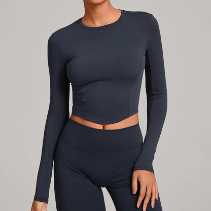 Gym Workout Top Women's Winter Tight-Fitting Long-Sleeved Yoga Sports Fitness Clothes Pilates Running Sports Long-Sleeved Tops