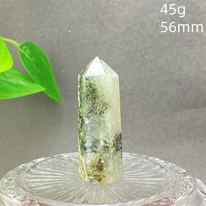 1PC Natural Green Grape Black Hair Crystal Tower Crystal Obelisk for Meditation Chakra Home Decor Magic Gemstone