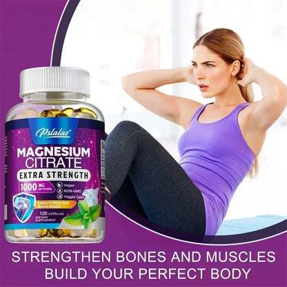 Magnesium Citrate Supplement - Supports Heart, Muscle, Nerve, Bone Health, Promote Energy Metabolism, Gut Digestion
