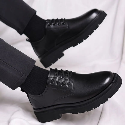 Men's Business Casual Breathable Shoes Spring 2026 New Style Leisure Leather Shoes Increased Height Inner Design British Style