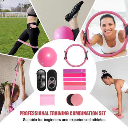 Pilates Ring Set Exercise Equipment with Exercise Bands Resistance Bands Set, Pilates Ball, Sliding Disks Workout Equipment
